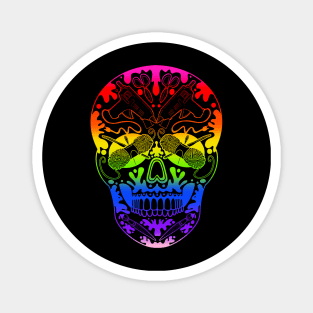 Rainbow Sugar Skull Art Supply Magnet